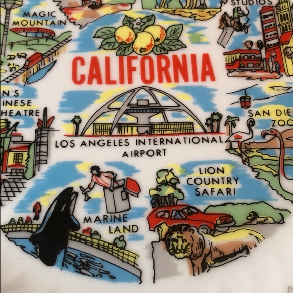 Creative fine china California Souvenir Plate with Floral Design - Picture 5 of 8